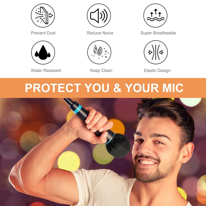 Erayco 200 قطعة غطاء ميكروفون قابل للتصرف، أغطية ميكروفون يدوية بحزام مرن غير منسوج، غطاء واقي للميكروفون للـ KTV، الكاريوكي، استوديو التسجيل، الأداء على المسرح، مقابلة الأخبار (أسود) - Image 4